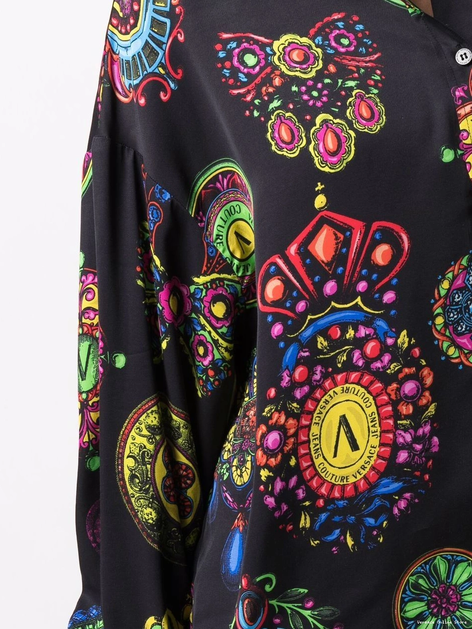 Affordable Women long-sleeve Couture Jeans Versace graphic-print shirt 0820